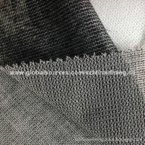 Two bar wrap knitted fusible interlining, double dot, 100% PA
